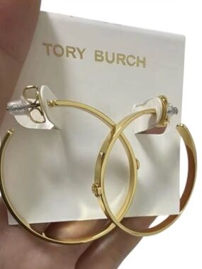 Tory Burch Polished Gold-Tone Large Hoop Earrings